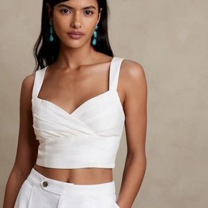 Copped linen blend crossover tank. Banana republic